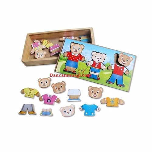 Đồ chơi Thời trang gia đình gấu bằng Gỗ
